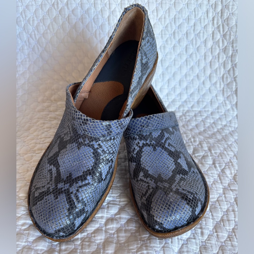 Born Blue Snakeskin Pattern Clogs - image 1